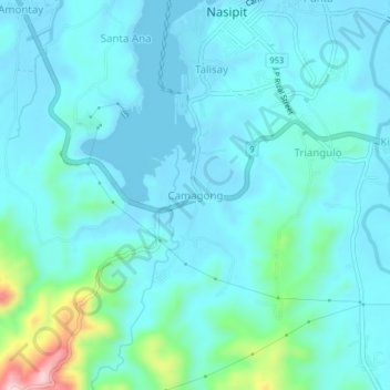 Mappa topografica Camagong, altitudine, rilievo