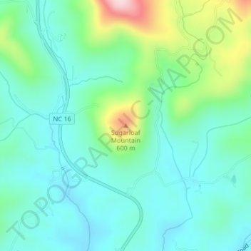 Mappa topografica Sugarloaf Mountain, altitudine, rilievo