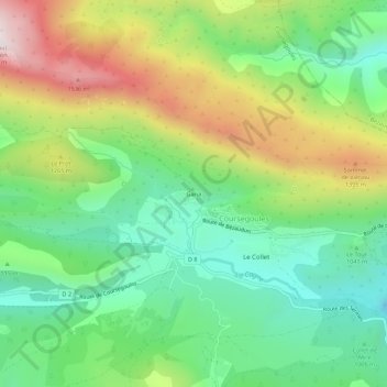 Mappa topografica Garia, altitudine, rilievo