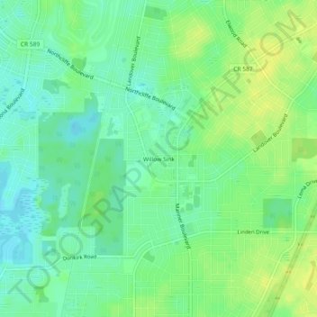 Mappa topografica Willow Sink, altitudine, rilievo