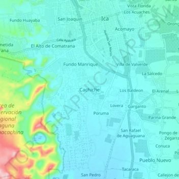 Mappa topografica Cachiche, altitudine, rilievo