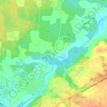 Mappa topografica Ponson, altitudine, rilievo