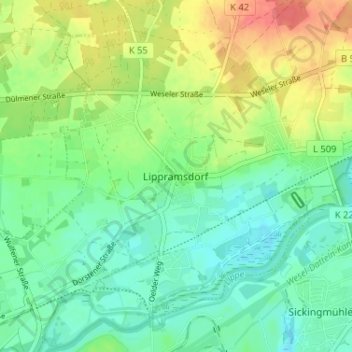 Mappa topografica Lippramsdorf, altitudine, rilievo