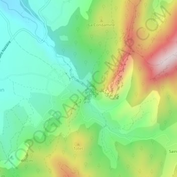 Mappa topografica Combe d'Oyans, altitudine, rilievo