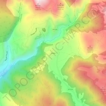 Mappa topografica Civita, altitudine, rilievo
