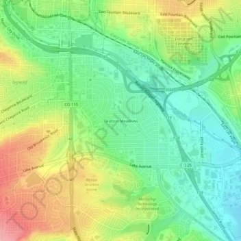 Mappa topografica Stratton Meadows, altitudine, rilievo