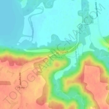 Mappa topografica The Hogsback, altitudine, rilievo