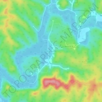 Mappa topografica Elkinsville, altitudine, rilievo