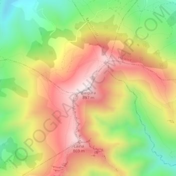 Mappa topografica Baigura, altitudine, rilievo