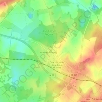 Mappa topografica Gouffre de Poudrey, altitudine, rilievo
