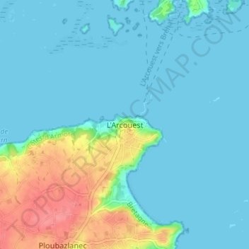 Mappa topografica L'Arcouest, altitudine, rilievo