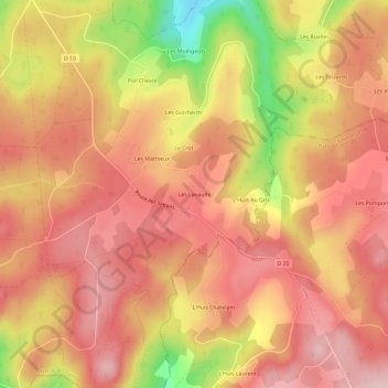 Mappa topografica Les Lavaults, altitudine, rilievo