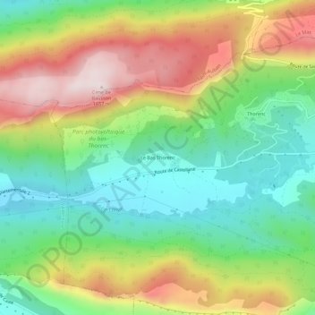 Mappa topografica Le Bas Thorenc, altitudine, rilievo