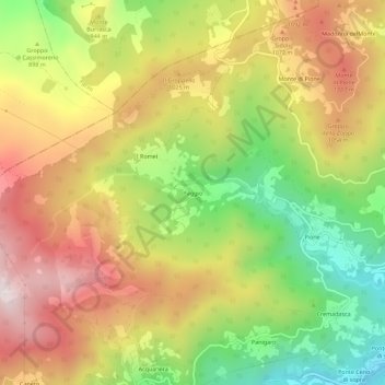Mappa topografica Faggio, altitudine, rilievo