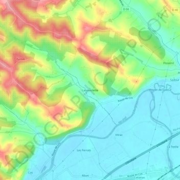 Mappa topografica Labourdette, altitudine, rilievo