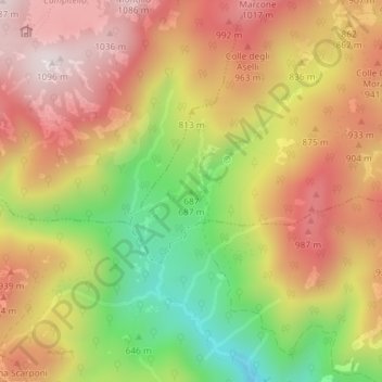 Mappa topografica 687, altitudine, rilievo