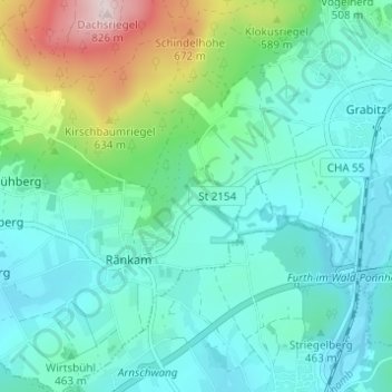 Mappa topografica Waradein, altitudine, rilievo