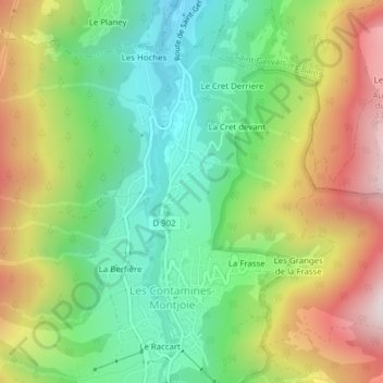 Mappa topografica Le Champelet Devant, altitudine, rilievo