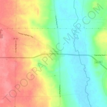 Mappa topografica Rowsburg, altitudine, rilievo