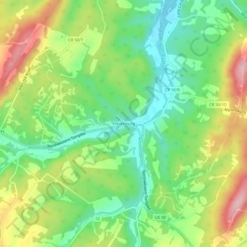 Mappa topografica Frenchburg, altitudine, rilievo