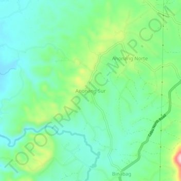 Mappa topografica Anonang Sur, altitudine, rilievo