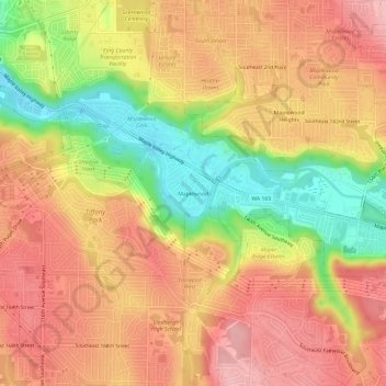 Mappa topografica Maplewood, altitudine, rilievo