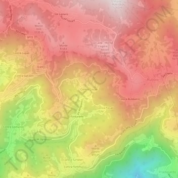Mappa topografica Contrà Ciscati, altitudine, rilievo