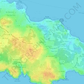 Mappa topografica Beau Lieu, altitudine, rilievo