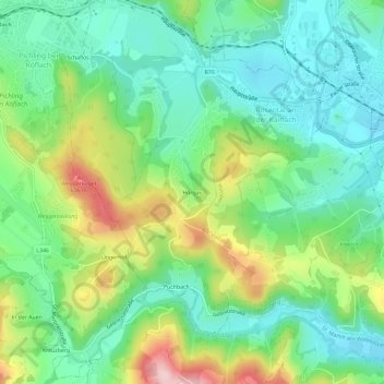 Mappa topografica Hörgas, altitudine, rilievo