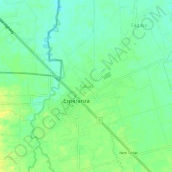 Mappa topografica Saliao, altitudine, rilievo