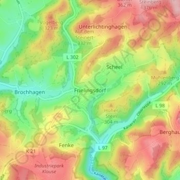 Mappa topografica Frielingsdorf, altitudine, rilievo