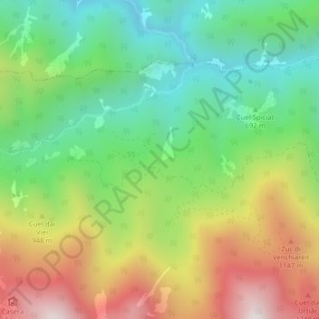 Mappa topografica Cueste dai Menaus, altitudine, rilievo