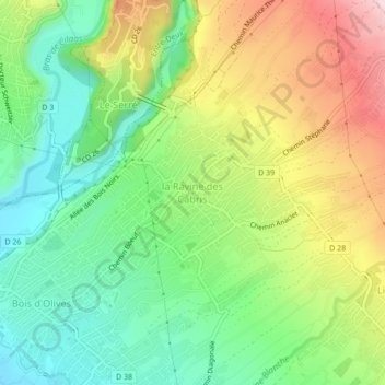 Mappa topografica la Ravine des Cabris, altitudine, rilievo