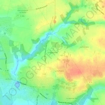 Mappa topografica La Mignotière, altitudine, rilievo