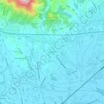 Mappa topografica Santa Maria, altitudine, rilievo