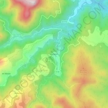 Mappa topografica els Cazals, altitudine, rilievo