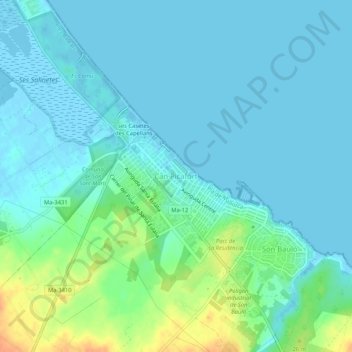 Mappa topografica Can Picafort, altitudine, rilievo