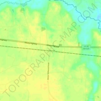 Mappa topografica Millwood, altitudine, rilievo