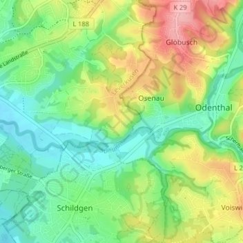 Mappa topografica Uppersberg, altitudine, rilievo