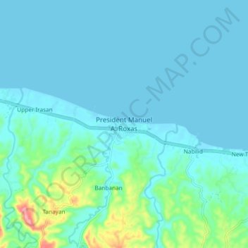 Mappa topografica President Manuel A. Roxas, altitudine, rilievo