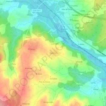 Mappa topografica Esportel, altitudine, rilievo