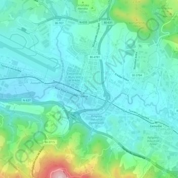 Mappa topografica Derio, altitudine, rilievo