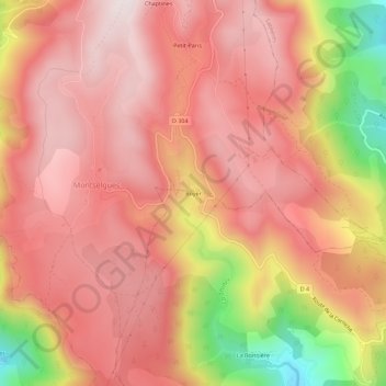 Mappa topografica Boyer, altitudine, rilievo
