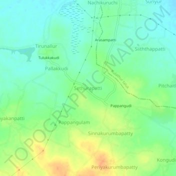 Mappa topografica Sethurapatti, altitudine, rilievo