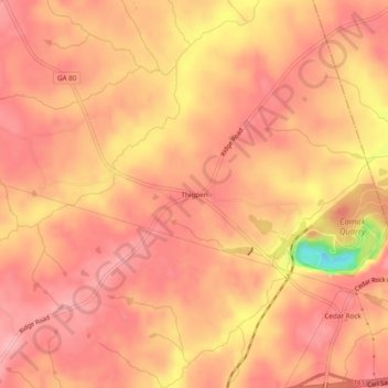 Mappa topografica Thigpen, altitudine, rilievo
