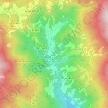 Mappa topografica Località Panazza, altitudine, rilievo
