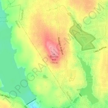 Mappa topografica Tashua Hill, altitudine, rilievo