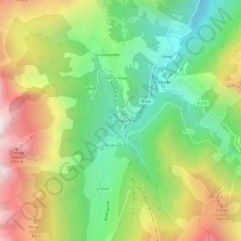 Mappa topografica La Poyat, altitudine, rilievo
