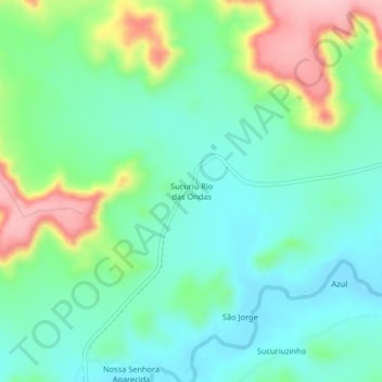 Mappa topografica Sucuriú Rio das Ondas, altitudine, rilievo