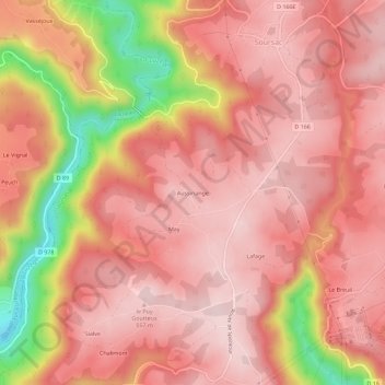 Mappa topografica Aussinange, altitudine, rilievo